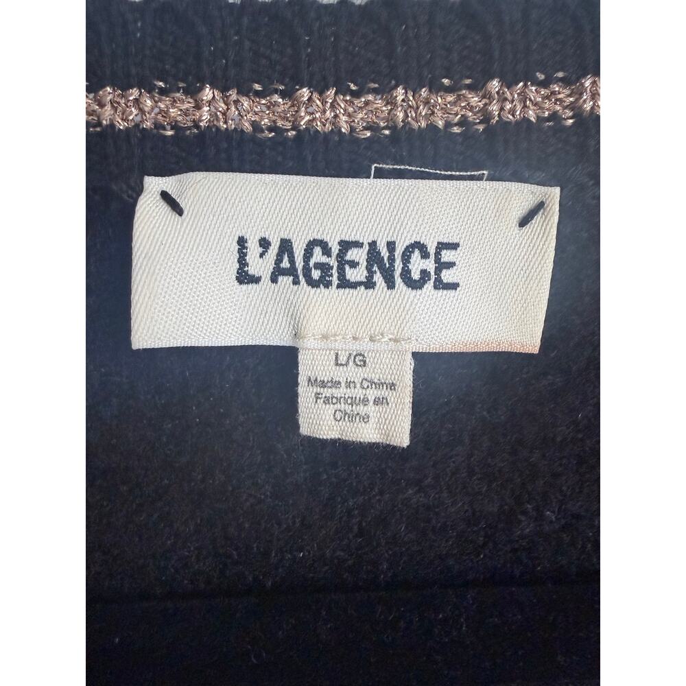 L'Agence Archer Metallic Tipped Long Sleeve Knit Cardigan Sweater Black Womens L - Picture 7 of 10